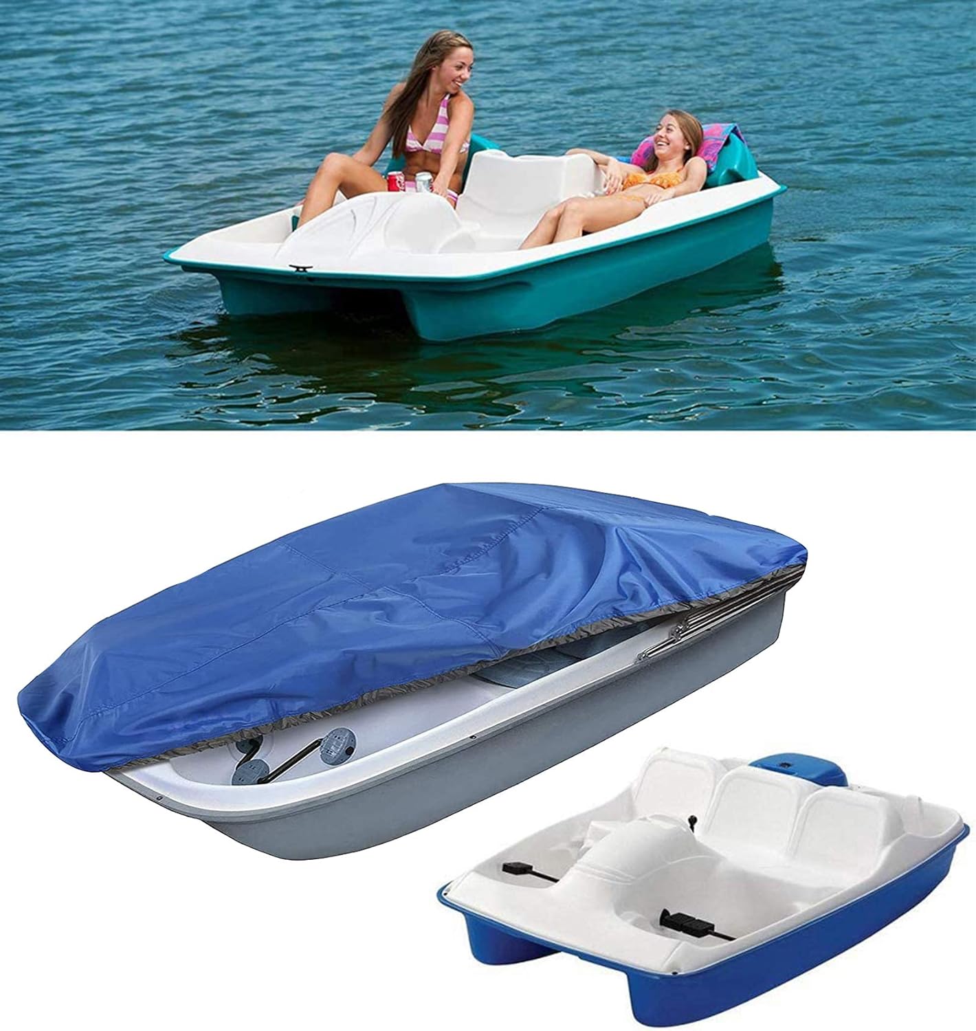 Sun Dolphin Pedal Boat Cover with Drawstring Waterproof Made of 600D Oxford Cloth for All Seasons 286x122cm=112.60x48.03in Blue