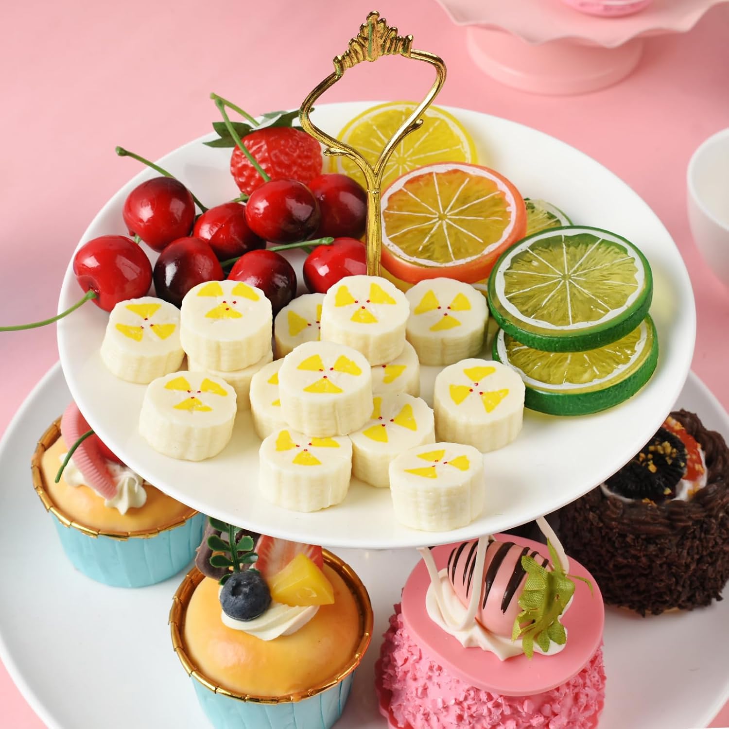 Artificial Banana Blocks, 15 Pcs Lifelike Simulation Banana Slices Fake Fruit Slices Decoration for Home Party Table Photography Props