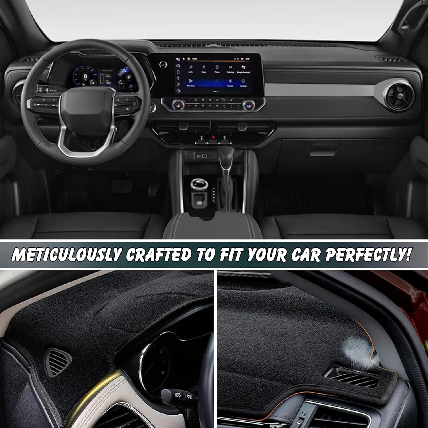 Non-Slip Dash Cover Dashboard Cover Mat Custom Fit Center Console Cover Sunshield Protector Pad Compatible with Chevy Chevrolet Colorado/GMC Canyon 2023-2025 2026 Accessories (Black Trim)
