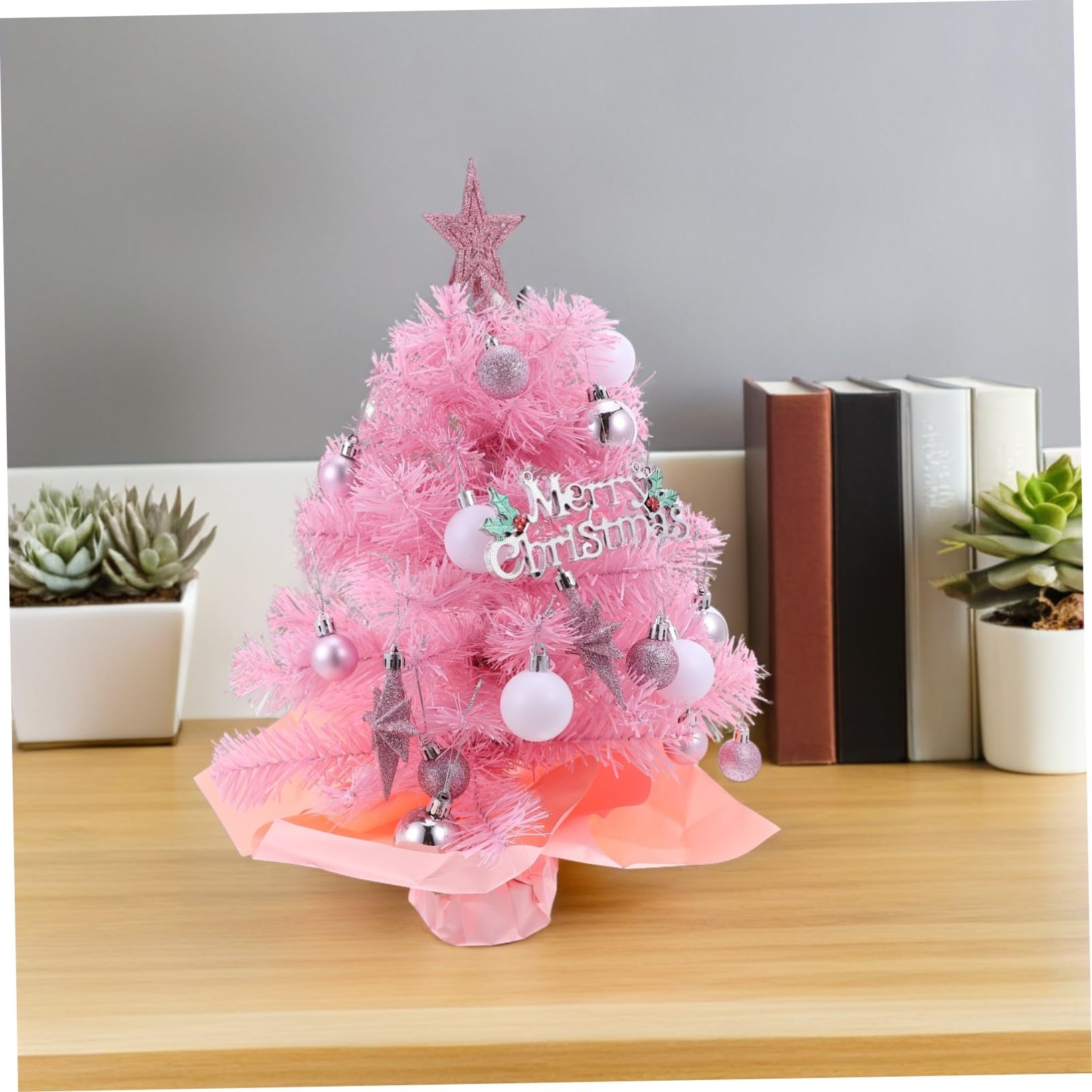 Ciieeo Mini Árbol de Navidad Artificial de Pies Árbol de Mesa con Luces Preiluminadas Decoración de Centro de Mesa para Navidad Casa Pequeño de Escritorio
