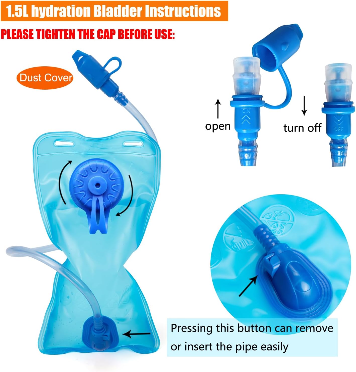 Kids Hydration Backpack, Water Hiking Backpack for Boys or Girls with 1.5L Reservoir Bladder