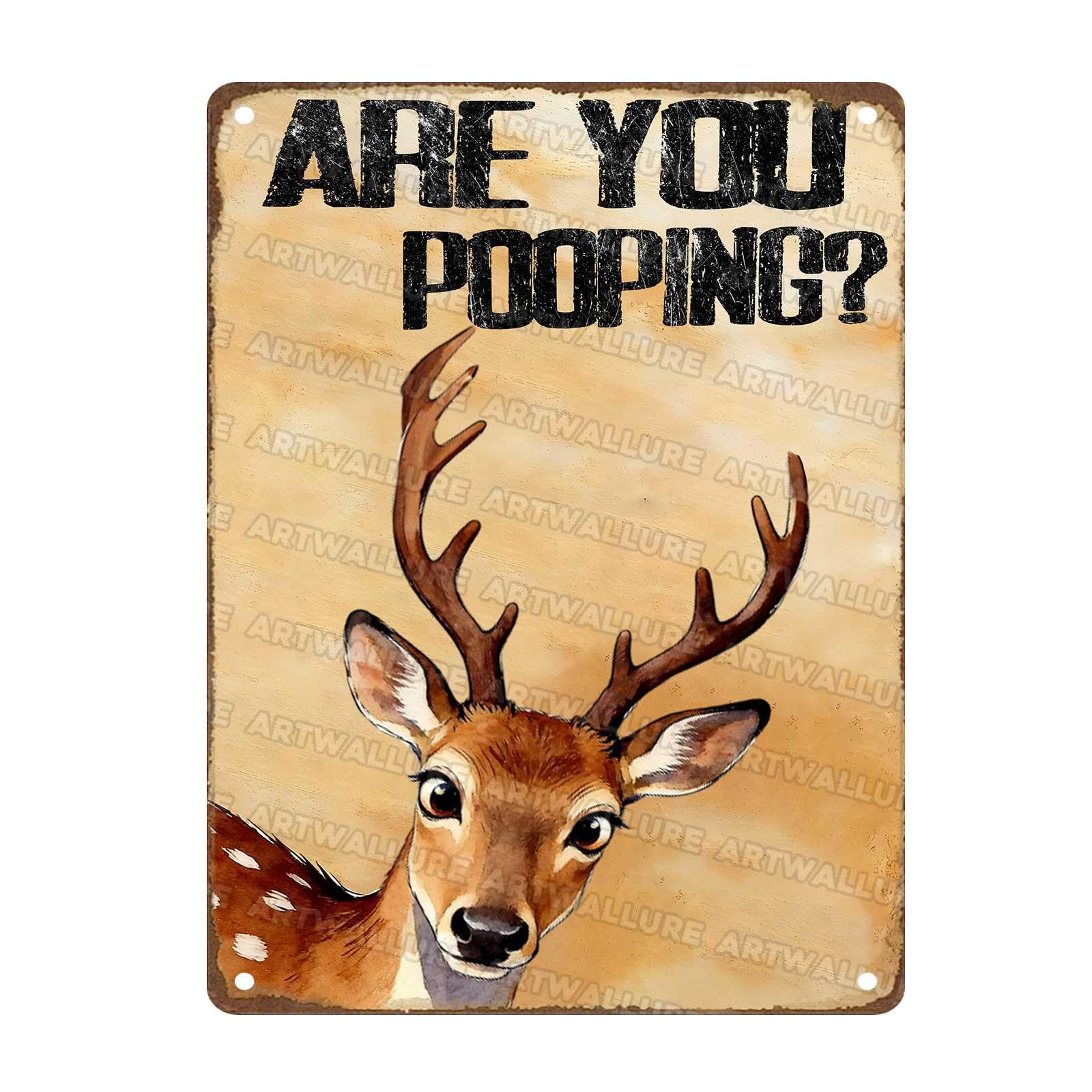 Are You Pooping Metal Sign Funny Deer Wall Decor for Home Bathroom Poster Restroom Toilet Washroom 12x16Inch