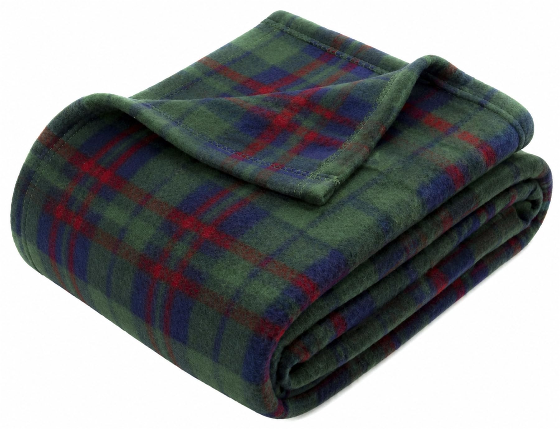 Adore Home 150x200cm Double Tartan Check Fleece Throw Blanket Green