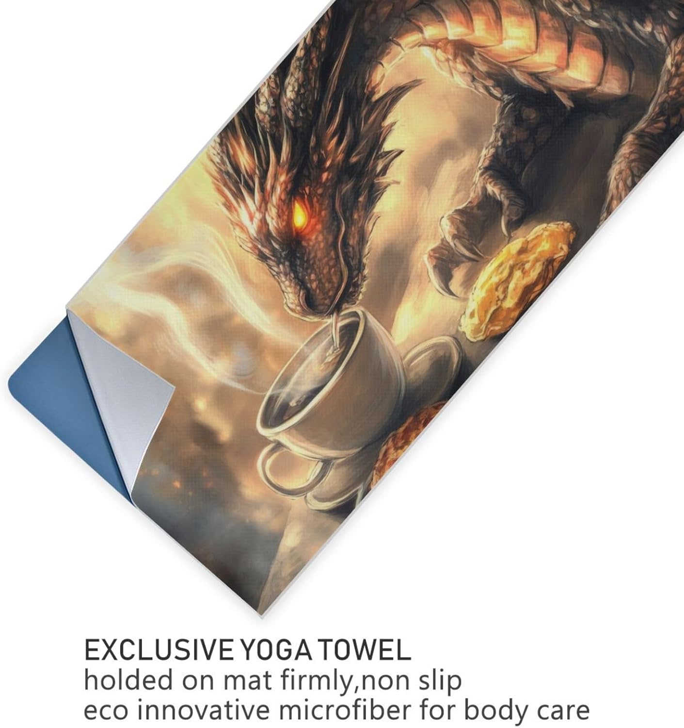Dragon Coffee Hot Yoga Towel – Stylish, Non-Slip, Grip Dot, Super Absorbent, 27" x 73" - Yoga Mat Towels for Exercise, Fitness