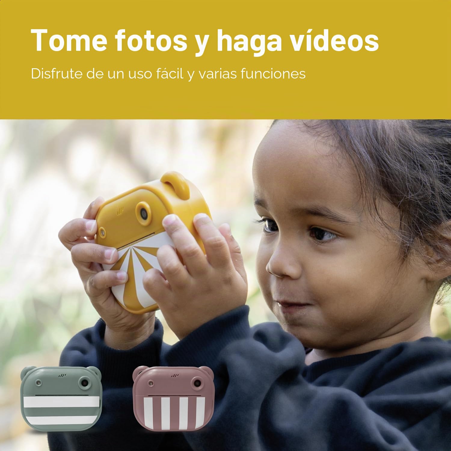 ZAZU Cámara digital instantánea para niños | Fotos de alta resolución de 48MP | Pantalla a color de 2" | Full HD 1080P Videos | Impresión térmica sin tinta | Batería recargable | Incluye 2 rodillos de