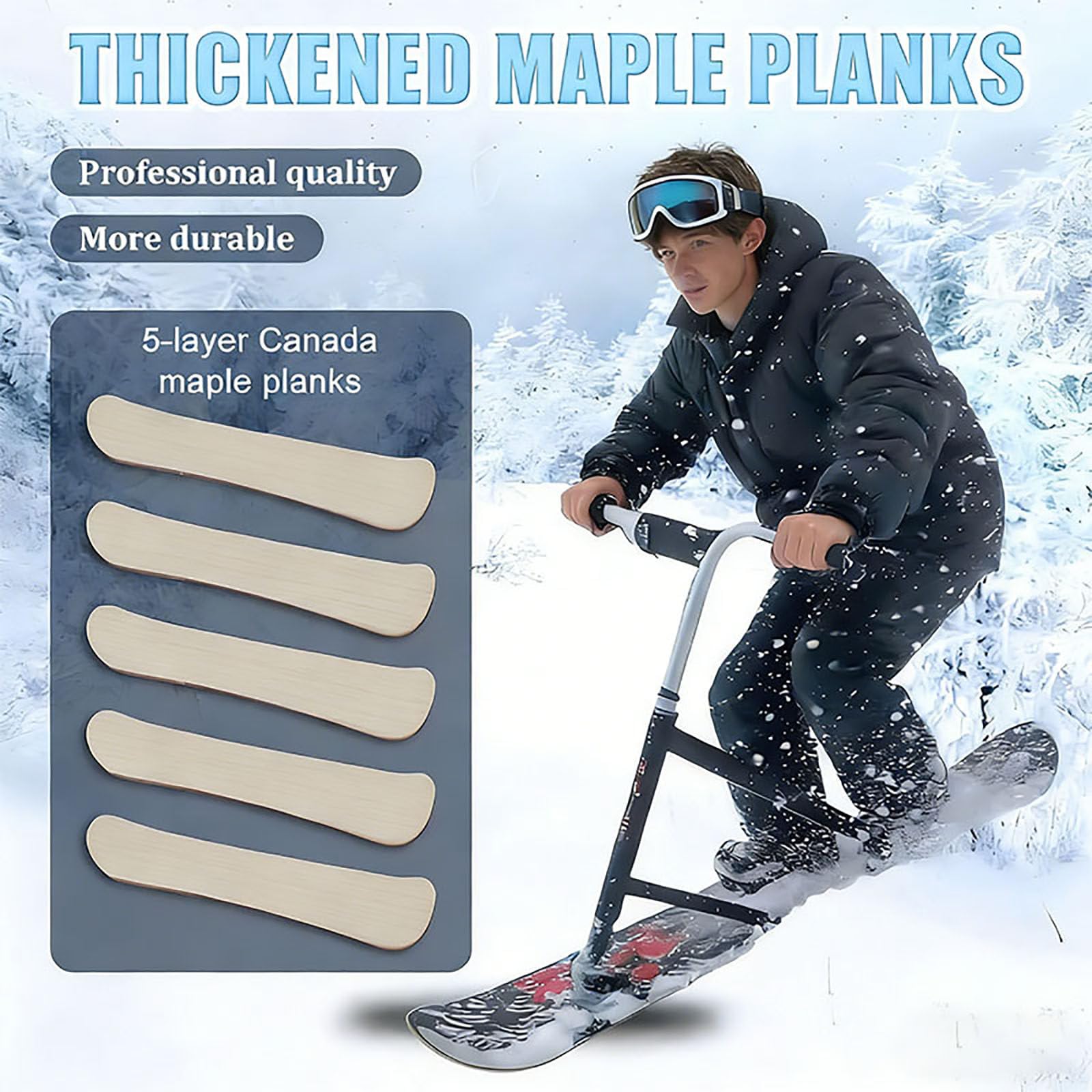 Fortgeschrittener Schneescooter/Skier – Schneescooter für Erwachsene (Modelljahr 2026) mit 360°-Lenkung und dreifachem Aluminiumrahmen, 150 kg Tragfähigkeit