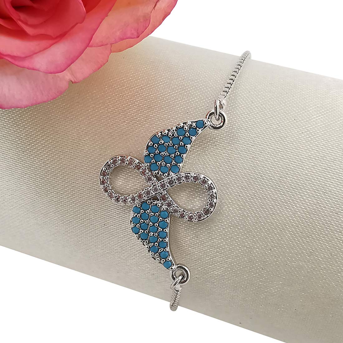 House of Queens Blue Sterling-Silver Infinity Angel Wings Studded Chain Bracelet (B07VQG75V9) Amazon Price History, Amazon Price Tracker