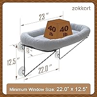 Vista 2 de Zakkart Percha para ventana para gatos, 100% metal apoyado desde abajo, viene con una cálida cama espaciosa para mascotas, hamaca de ventana