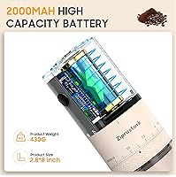 Vista 3 de First Grind - Molinillo de café recargable mientras se carga, molienda 1.7 veces más rápida con molinillo de café eléctrico portátil con 38 ajustes