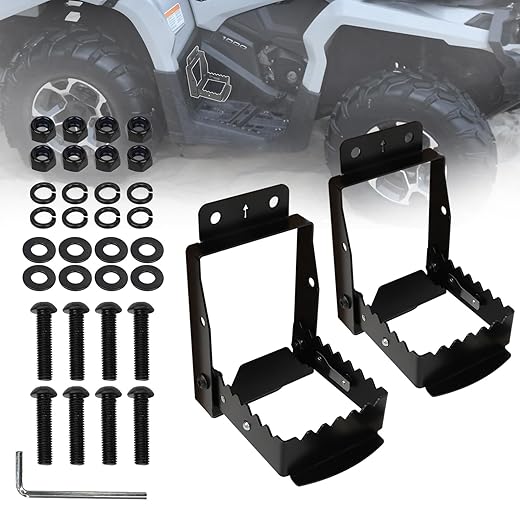 Pairs ATV Foot Pegs for 4 Wheeler Rear Passenger Foot Pegs Universal Foldable Foot Rest Compatible for Polaris Sportsman Scrambler Grizzly Foreman Cforce Fourtrax