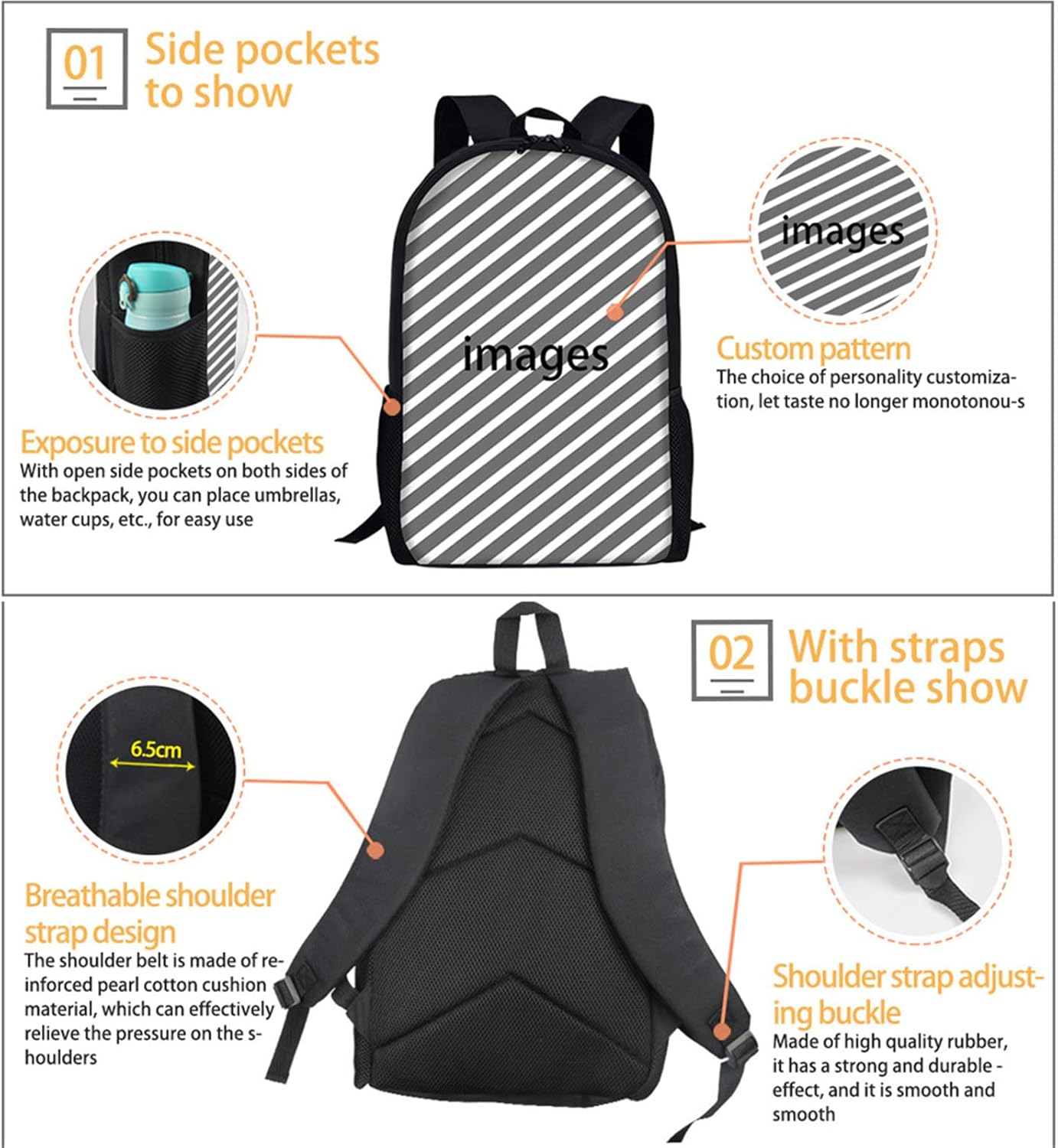 ZFRXIGN Sakura Axolotl Kids Backpacks Girls Bookbags with Insulated Lunch Bag Pen Case Daypack for Child Outdoor Sports Travel Pink Cherry Blossom Flower - Image 3