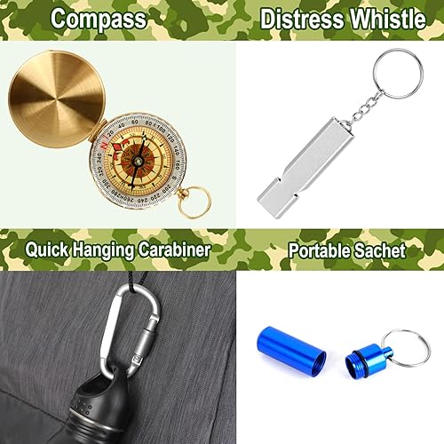 Miniatura 7 de 15 in 1 Survival Kit, Professional Emergency Kit Gifts for Men Boyfriend Dad Husband Him, Survival Gear and Equipment Tactical Gear for Camping