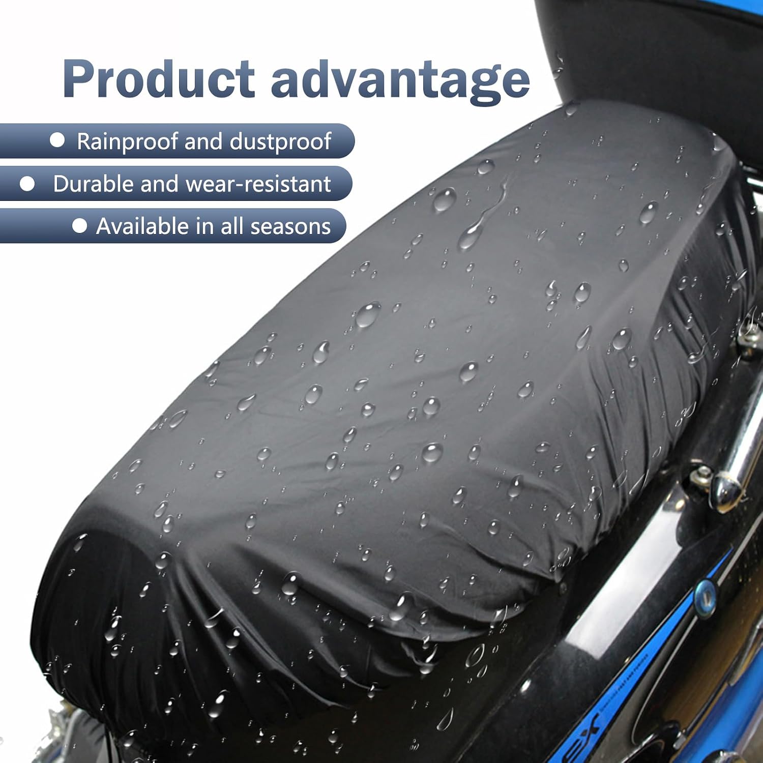 1 PC Motorcycle Seat Cover, 27.55" x 45.27" Rainproof Seat Protector Cover, Breathable Heat Insulation Oxford Cloth Accessories, Universal for Motorcycles (Black #XXL)