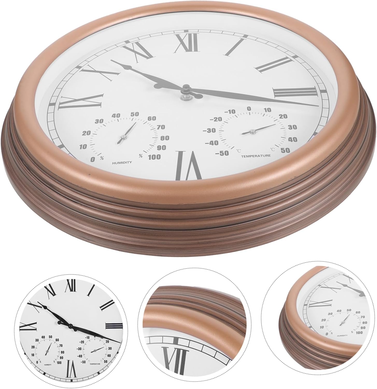 Outdoor Garden Thermohygrometer Wall Clock Wall Thermometer Indoor Outdoor for Patio Battery-Operated Roman Digital Display