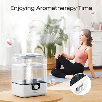 CHIVALZ 6L Top Fill Humidifier,50H Runtime,Aroma Diffuser,1 Pack | 26dB whisper quiet,built-in nightlight,dual mist outlets,balances indoor humidity,deal for nursery & plant care