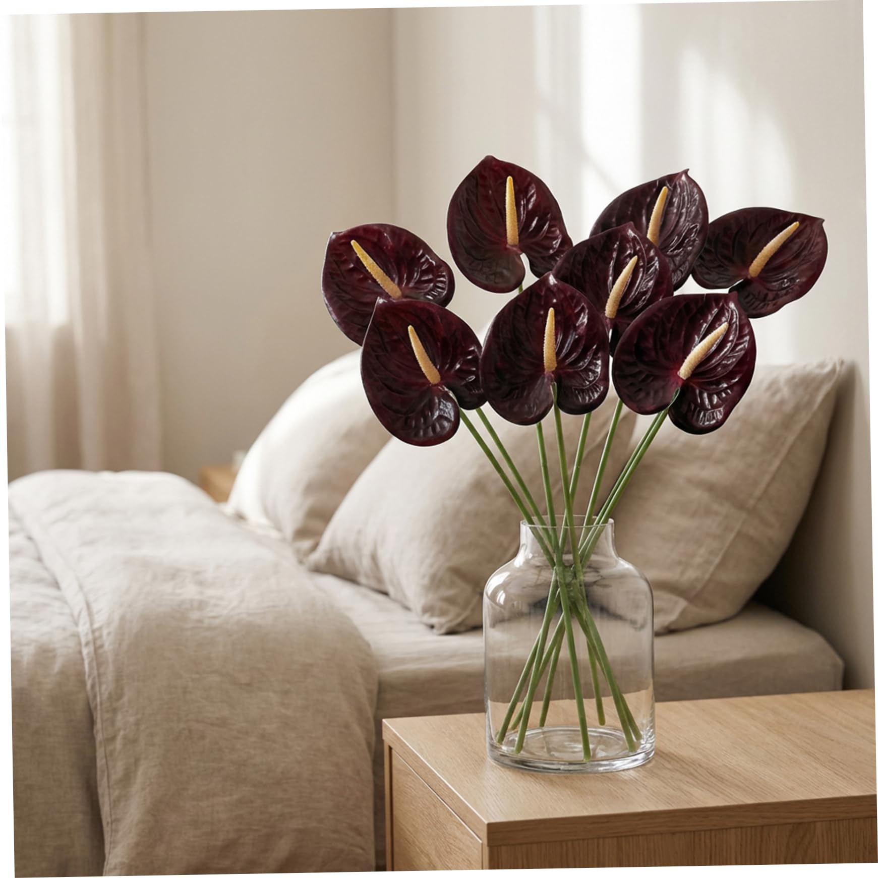 Comebachome 8pcs Anthurium Artificial Flowers, Lifelike Faux Anthurium with Bendable Stems for Home Table Wedding Christmas Decor (24.4 Inch), Décorations d'été