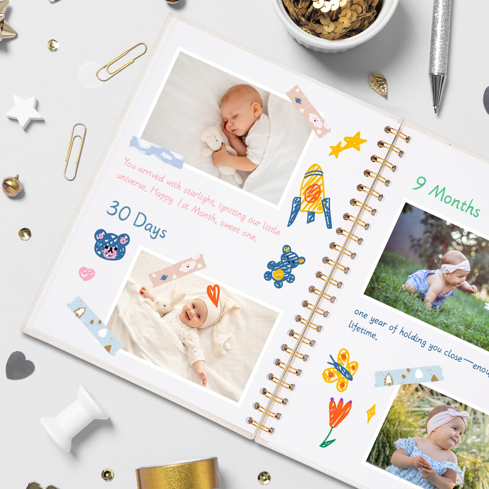 Vienrose Album Fotografico in Lino, 20,5 x 28 cm Libro dei Ricordi con 80 Pagine Bianche Fai Da Te per Viaggi Famiglia Matrimonio Natale, Blu navy