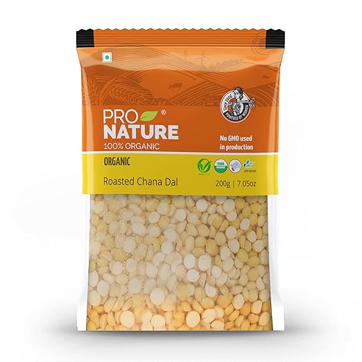 Pro Nature Organic 100% Roasted Channa Dal, 200 Gram