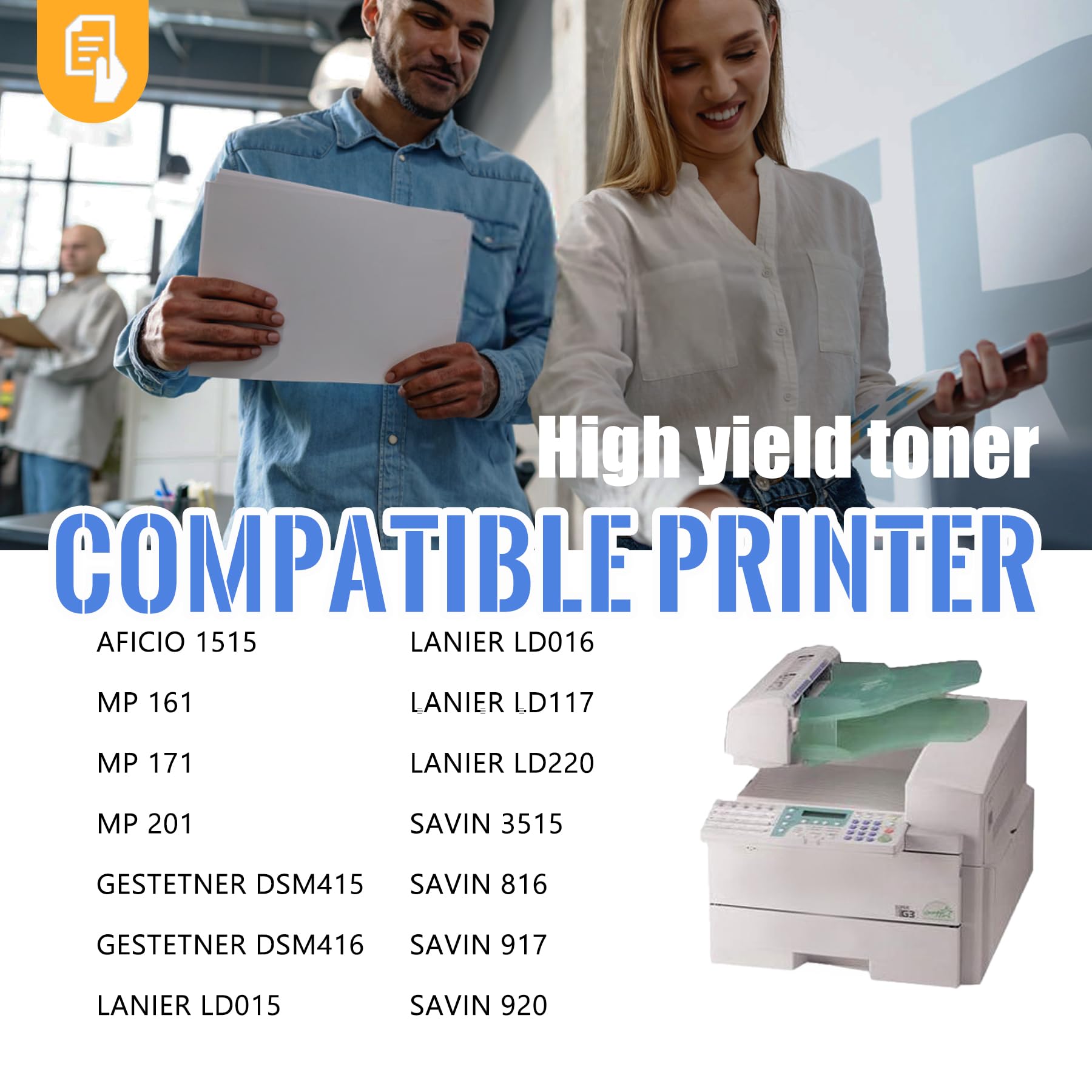 Made In USA Toner Cartridges - 6-Pack Compatible With Ricoh MP1515, MP161, MP171, MP201 Printers