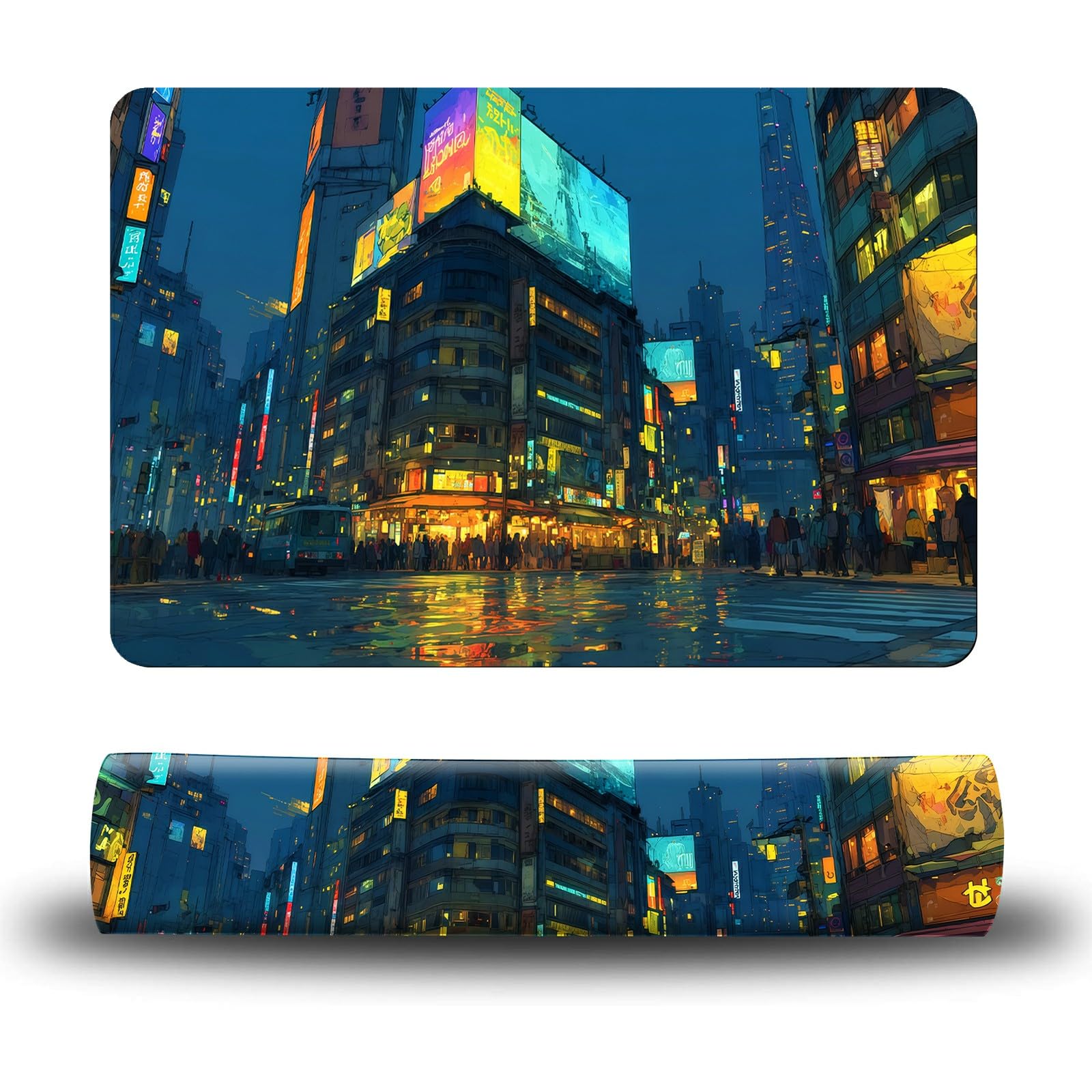 Dikoer Dog Food Mat, 15.7" x 23.6" Absorbent Pet Feeding Mat for Food and Water, Waterproof Diatom Mud Pet Placemat with Non-Slip Rubber Backing, Cat Bowl Mat for Floors - Neon Architecture