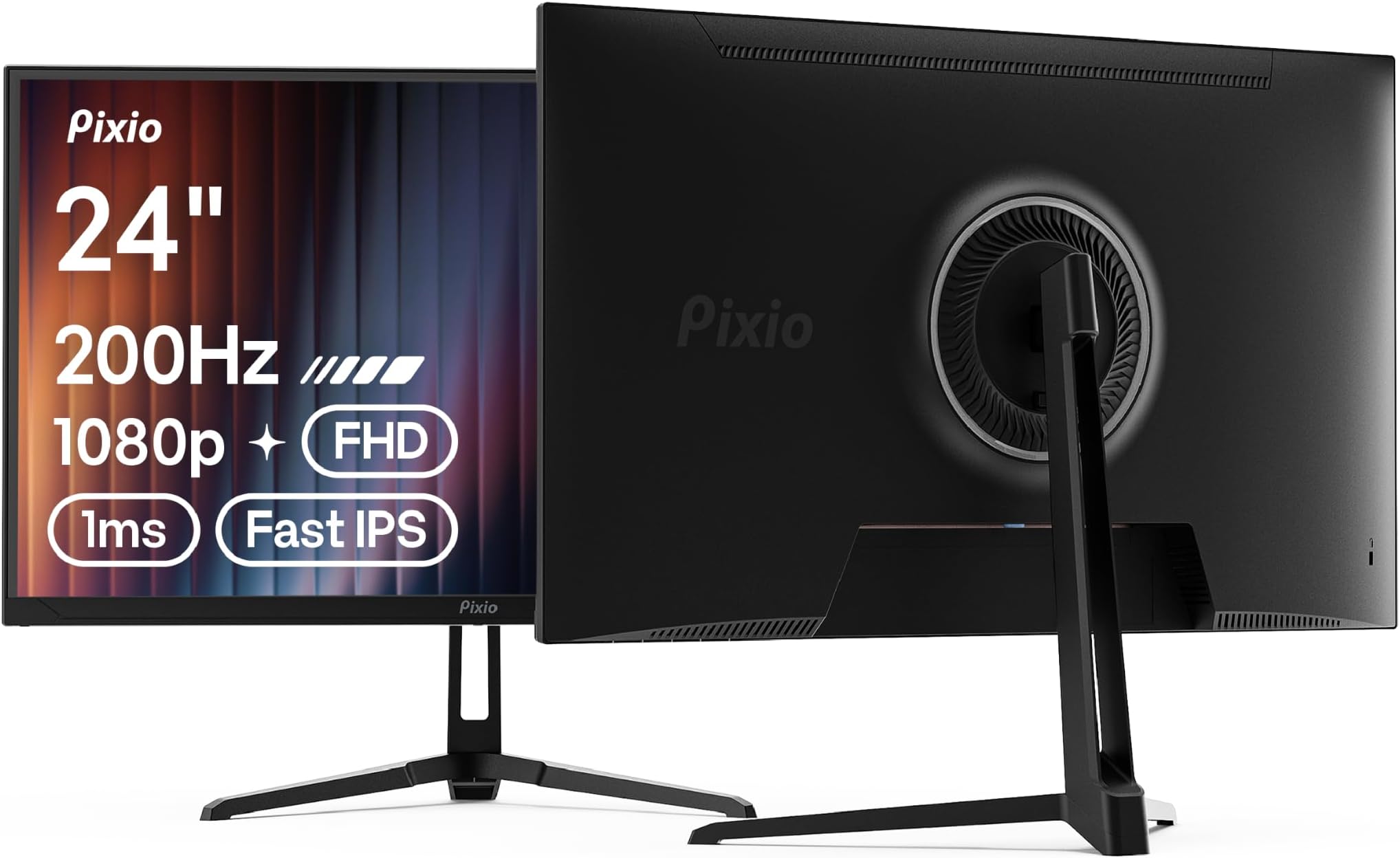 Pixio PX248 Wave 24 inch 200Hz Refresh Rate FHD 1080p Resolution Fast IPS Panel 1ms GTG Response Time Built-in Speakers Gaming Monitor with Adaptive Sync