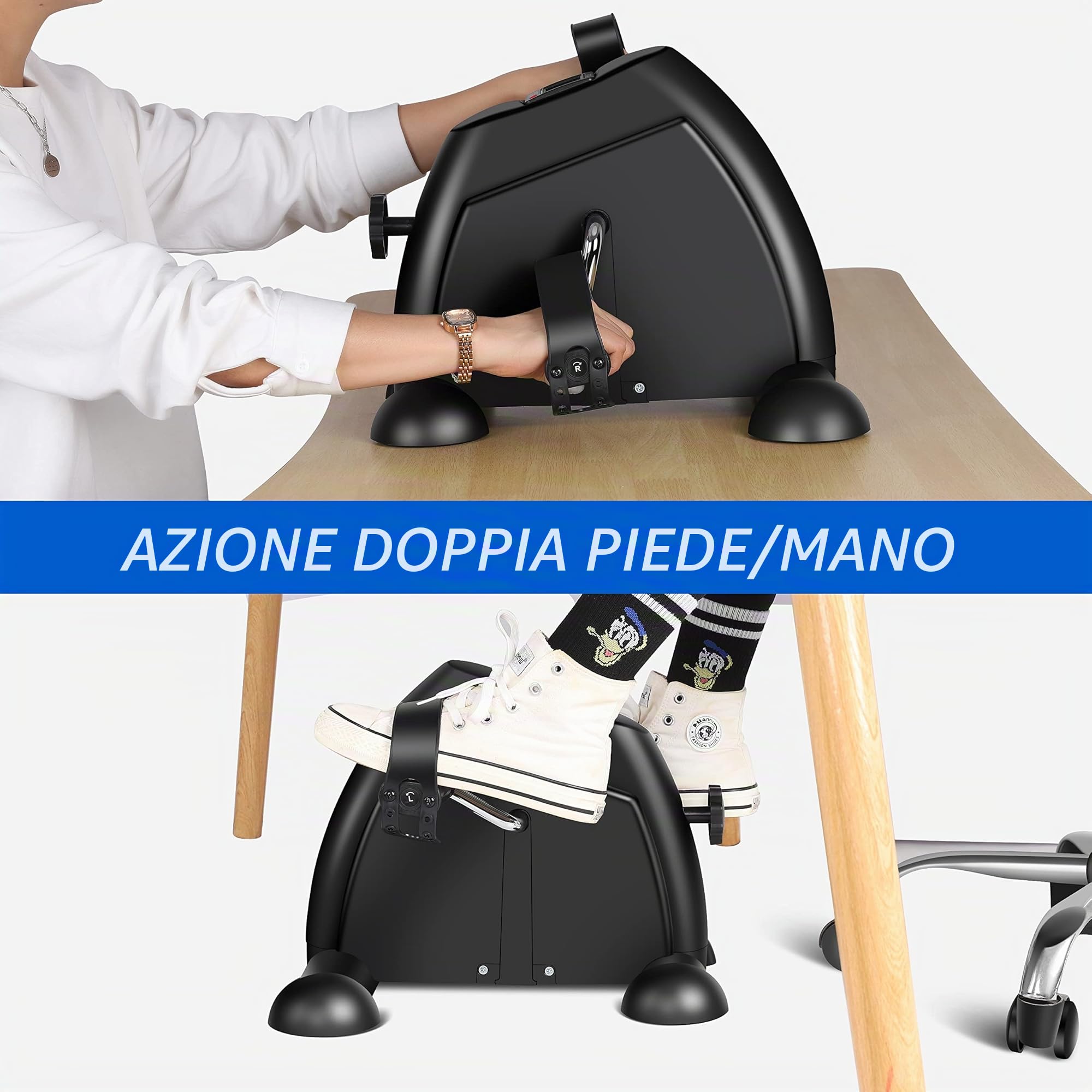 Mini cyclette a pedale per gambe e braccia, a bassa resistenza e bassa intensità, portatile