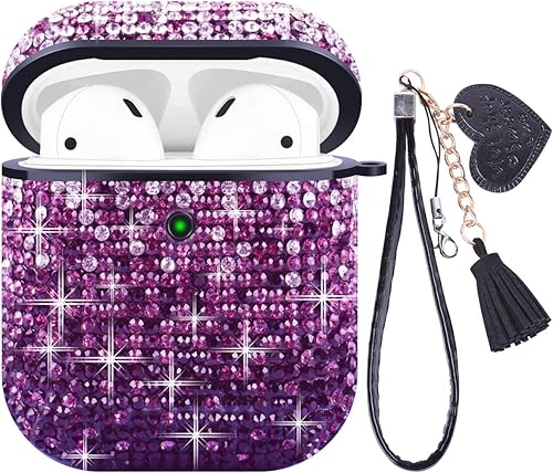 Valkit Funda compatible con AirPods, con diamantes de imitación brillantes, funda protectora dura a prueba de golpes para niñas y mujeres, para