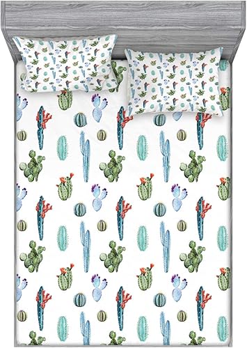 Miniatura 10 de Ambesonne Juego de sábanas bajeras y fundas de almohada, deliciosos tacos con verduras, cocina folclórica, ingredientes de recetas de comida Beige