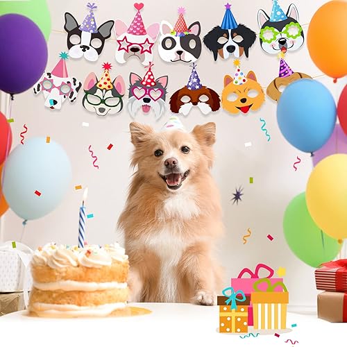 Miniatura 4 de SEEWEY 24 máscaras de recuerdo de fiesta de perros y cachorros para niños, decoración de fiesta de cumpleaños con temática de cachorros, máscaras