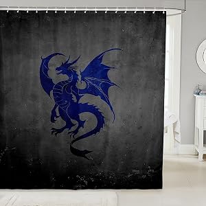 Feelyou Dragon Shower Curtains Blue Gray Dragon Bathroom Curtain for Kids Women Men Magic Mysterious Bathroom Accessories Animal Waterproof Polyester Fabric for Stalls Bathtubs 72"x84"