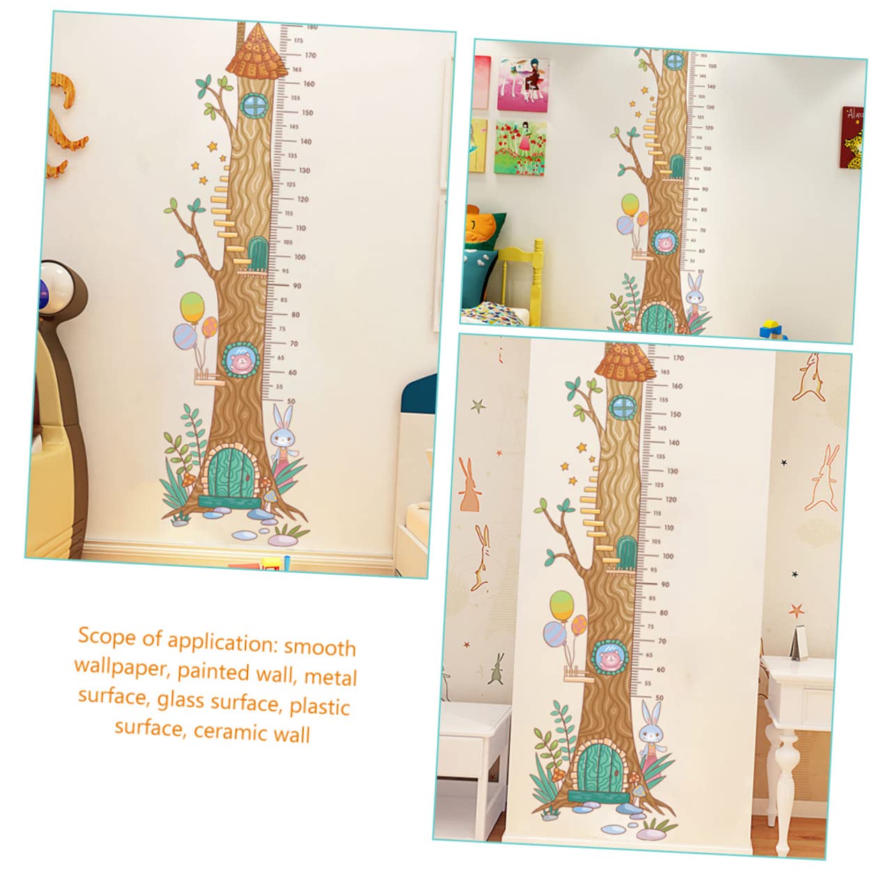 Kisangel 3D Self-Adhesive Height Growth Chart Wall Sticker for Boys and Girls Accurate Height Measurement Ruler for Home Decoration 1 Piece