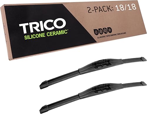 TRICO Silicone Ceramic (90-1818) & Pulgadas Paquete de 2 limpiaparabrisas de repuesto para automóvil para mi automóvil, Super Premium Beam Blade