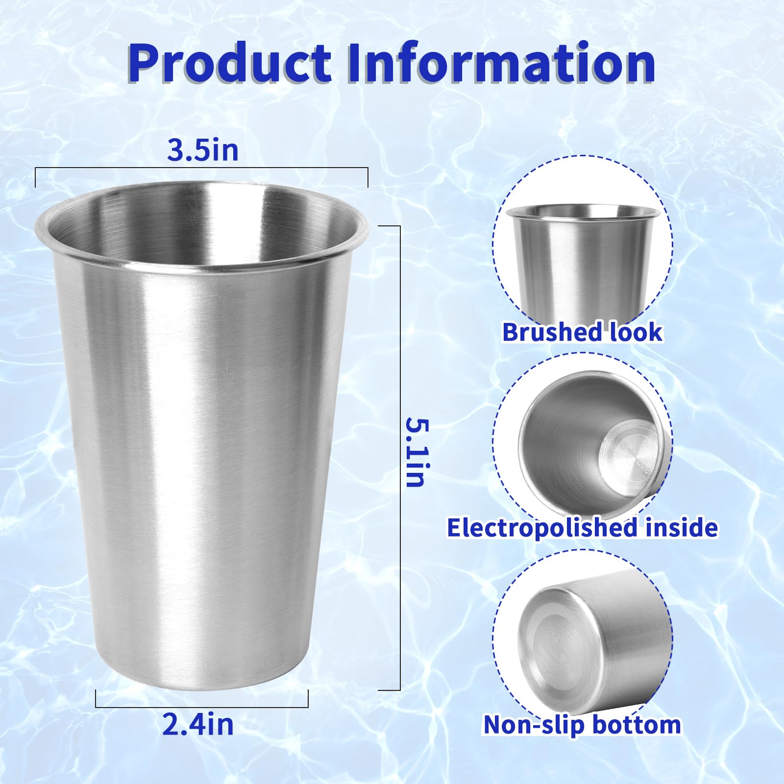 LINALL Edelstahlbecher – 304 isolierte Pint-Becher in Lebensmittelqualität für Zuhause, Büro, Party, leicht, spülmaschinenfest, auslaufsicher, Reisebecher, 500 ml