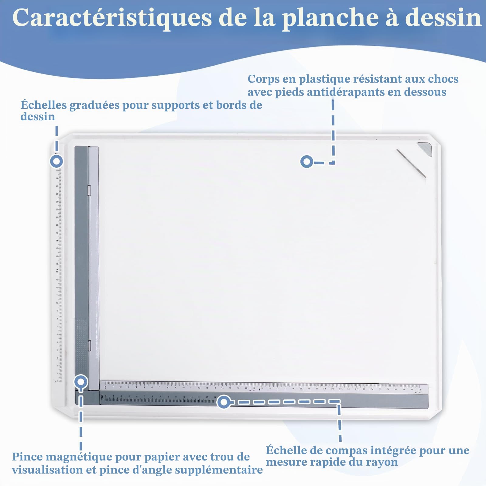 Planche à Dessin A3 avec Sac de Transport, Dessin Technique Multifonctionnel avec Mouvement Parallèle et Angle Réglable, Accessoires pour Architectes, Ingénieurs, Artistes, Étudiants