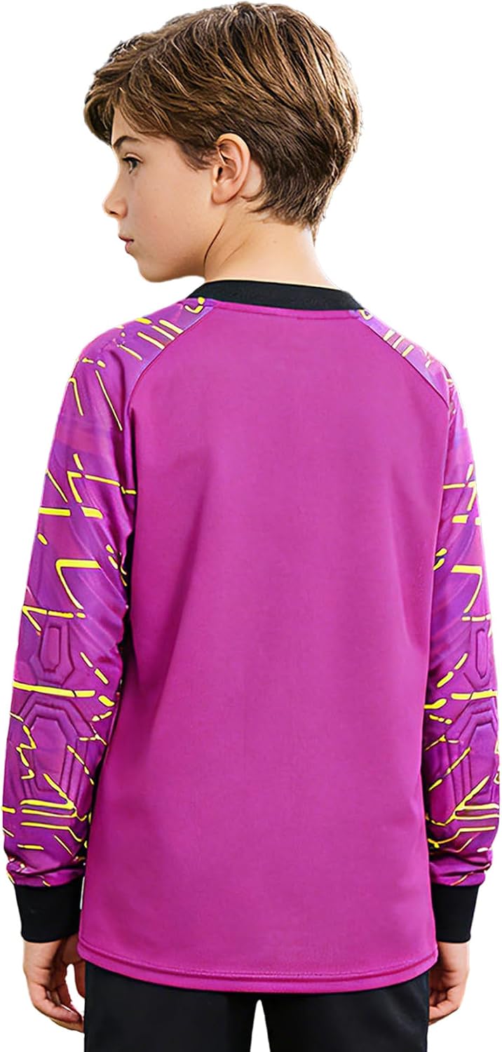 Boys Girls Padded Goalie T-Shirt Soccer Jersey Football Goalkeeper Pullover Shirts Goalie Sweatshirt