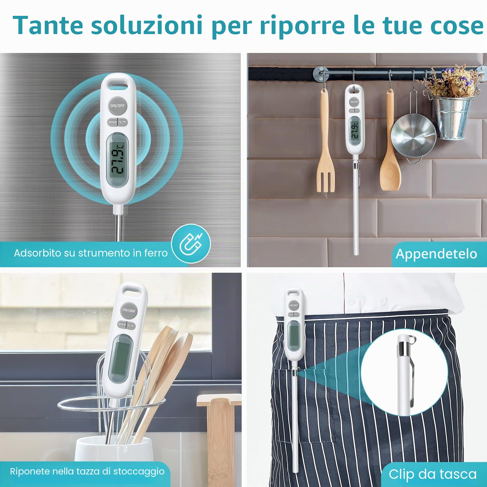 HORJOR Termometro de Carne Digitale per BBQ Forno Latte