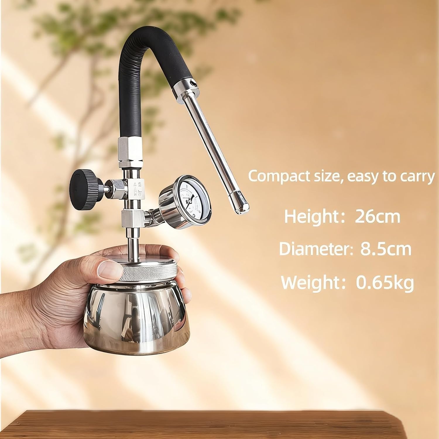 Outdoor Milk Frother, Stainless Steel Steam Milk Frothing Pitcher, Electric Milk Steamer, Split Design, with 3-hole Nozzle/Air Pressure Gauge, Washable and Easy To Clean, for Latte.(Green)