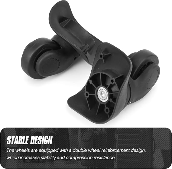 1 Pair Suitcase Replacement Wheels Black Luggage Wheels Replacement Suitcase Caster Wheels with 4 Screw Holes(VX-01)