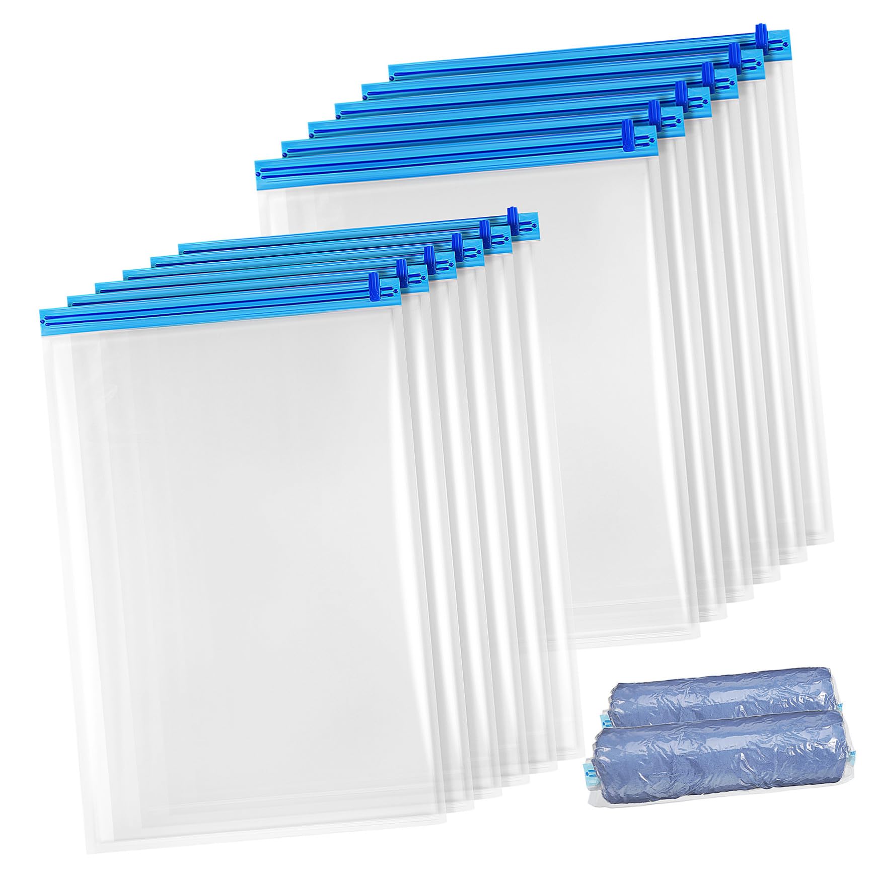 12 pezzi Sacchetti Compressione per Viaggio Riutilizzabili in Materiale Resistente Misure per Abbigliamento e Biancheria Organizer Compatti per Valigia e Armadio
