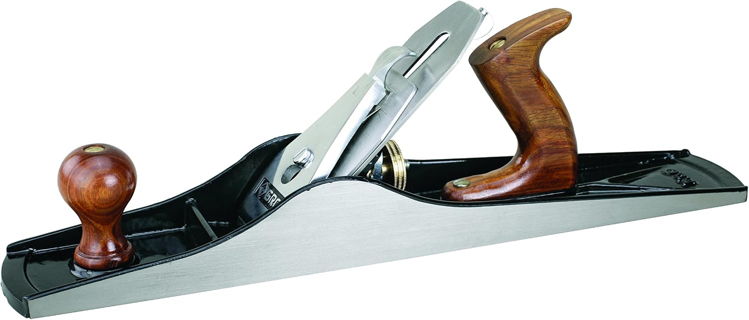 Groz 39702 JP/5 Jack Plane No. 5 with 50 mm Cutter, 14 Inch Length, Adjustable Hand Planer with Grey Cast Iron Base and Hardwood Handle