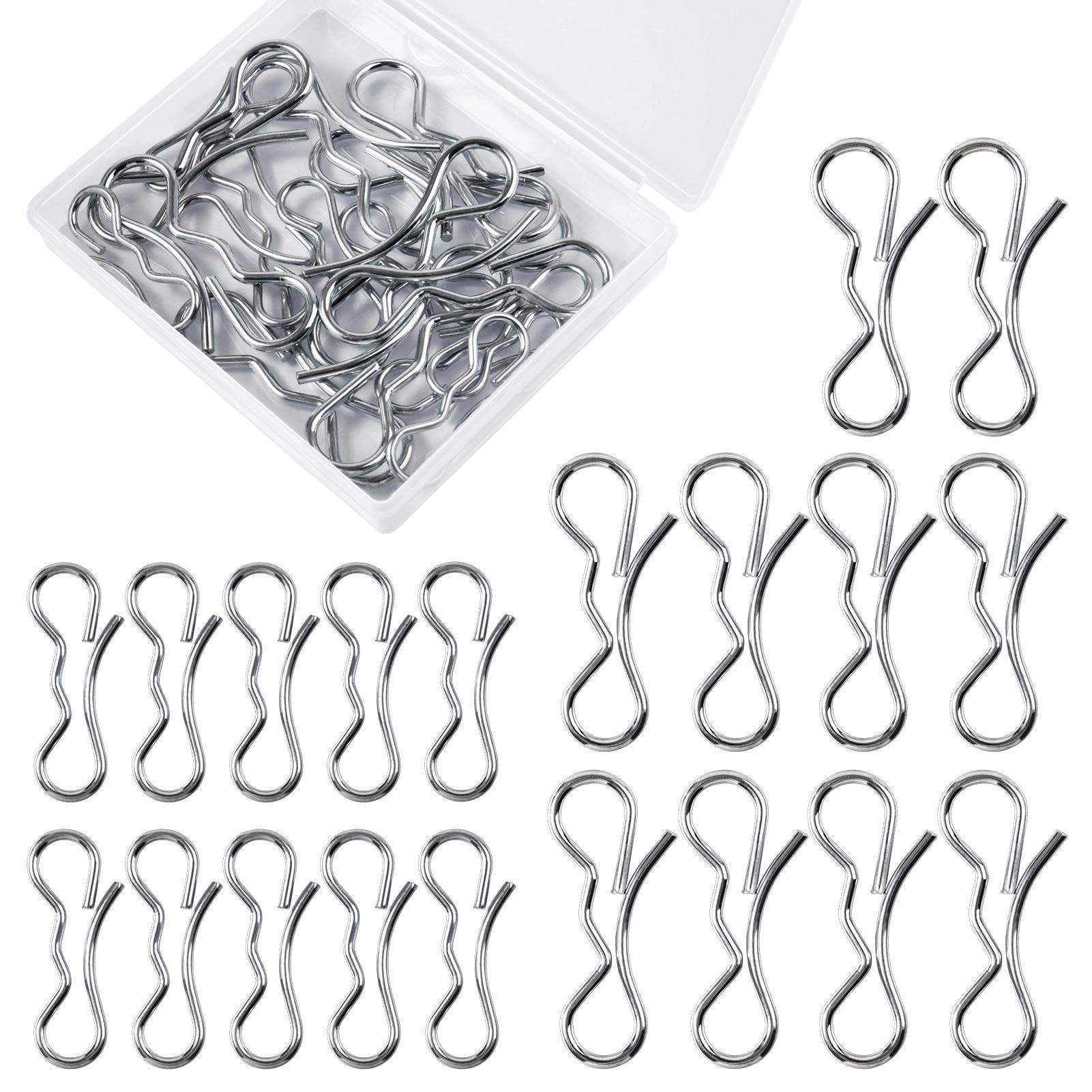 LEONTOOL 20 Pcs Deck Clip Set (10 Pcs 194208 Bow Tie Lock Cotter Pins + 10 Pcs 194209 Bow Tie Lock Cotter Pins) with Storage Box for Lawn Mowers from Brands Such As Craftsman and Husqvarna