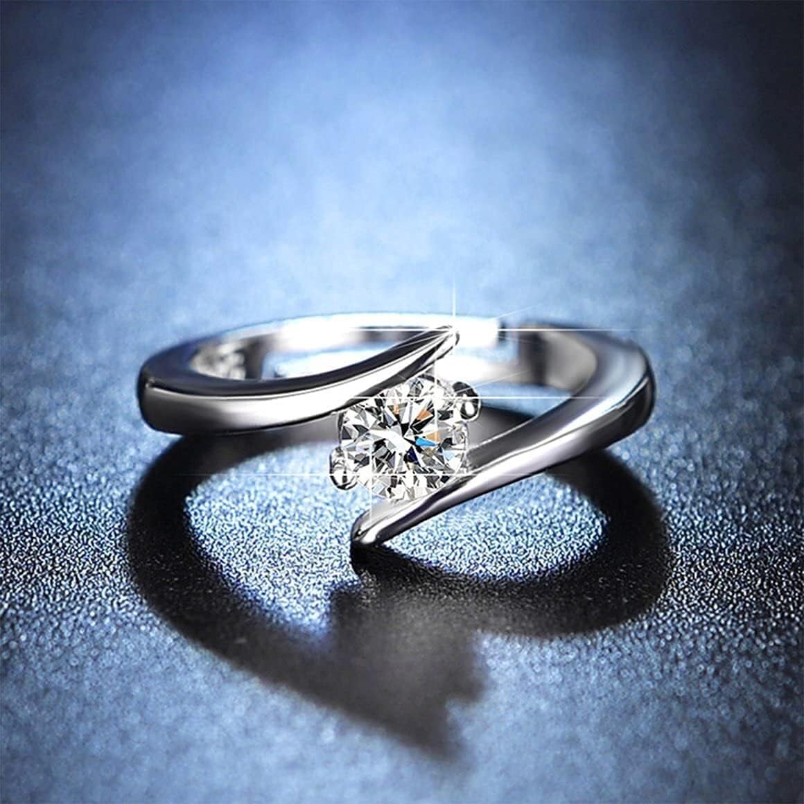 Anelli regolabili in argento sterling 925, anello Moissanite di simulazione Anello ruota della fortuna Anello femminile Proposta di tendenza Anelli in argento Anello con zirconi regolabile alla moda