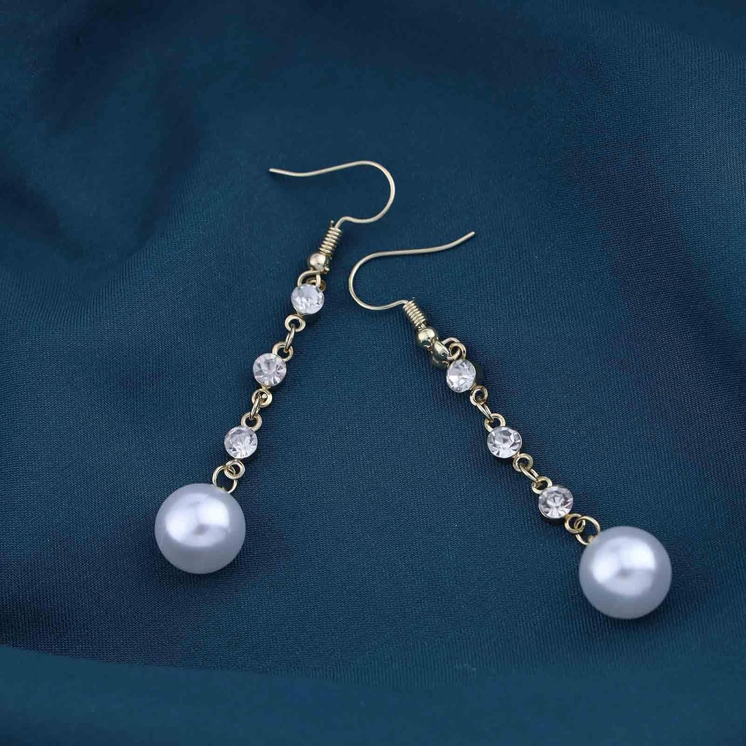 Vintage Crystal Pearl Drop Earrings Gold Pearl Dangle Earrings Earrings Long Tennis Chain Earrings Rhinestone Crystal Chandelier Earrings Jewelry for Women - Image 6