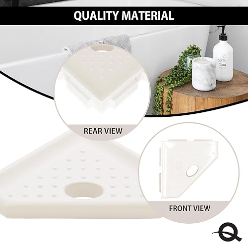 Miniatura 3 de Questech Décor - Reposapiés de ducha, estante de afeitado de ducha esquinero montado en la pared, con tapa para nueva construcción, organizador de