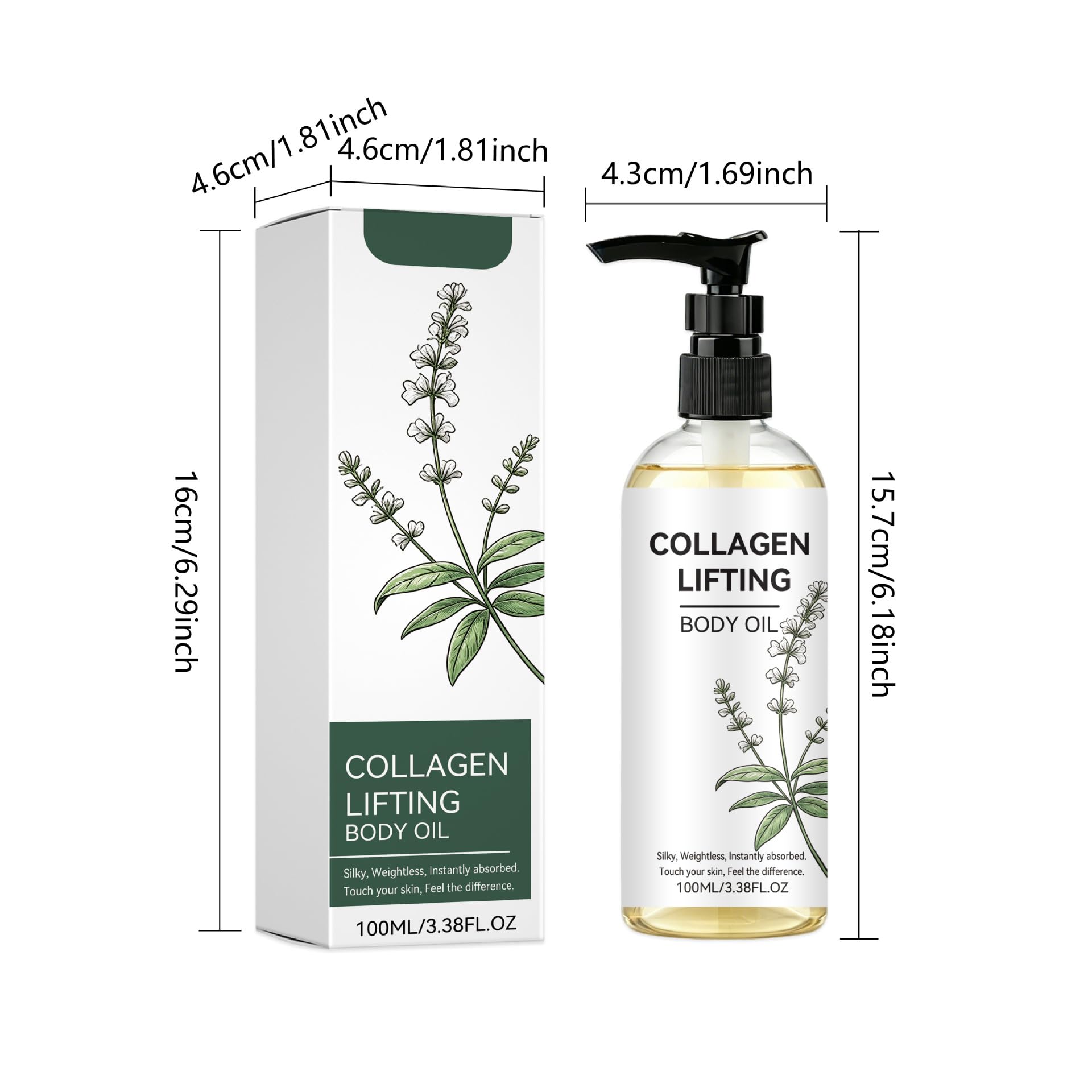 Straffendes Körperöl mit Kollagen, Kollagenöl zur Hautstraffung, Massageöl gegen Cellulite, straffendes und feuchtigkeitsspendendes Öl für Arme, Hals und Gesicht (100 ml) (8pcs)