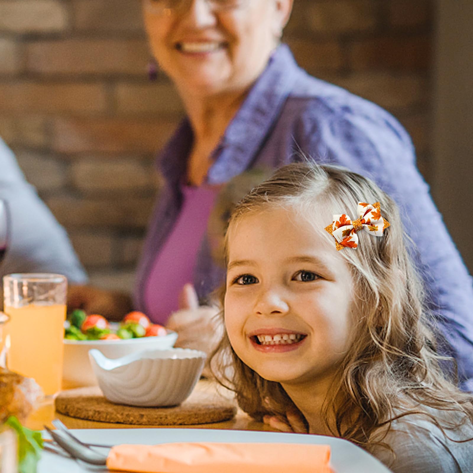 3Pcs Thanksgiving Glitter Hair Bows for Girls Turkey Headband Turban Baby Girls Cartoon Hair Bow Accessory