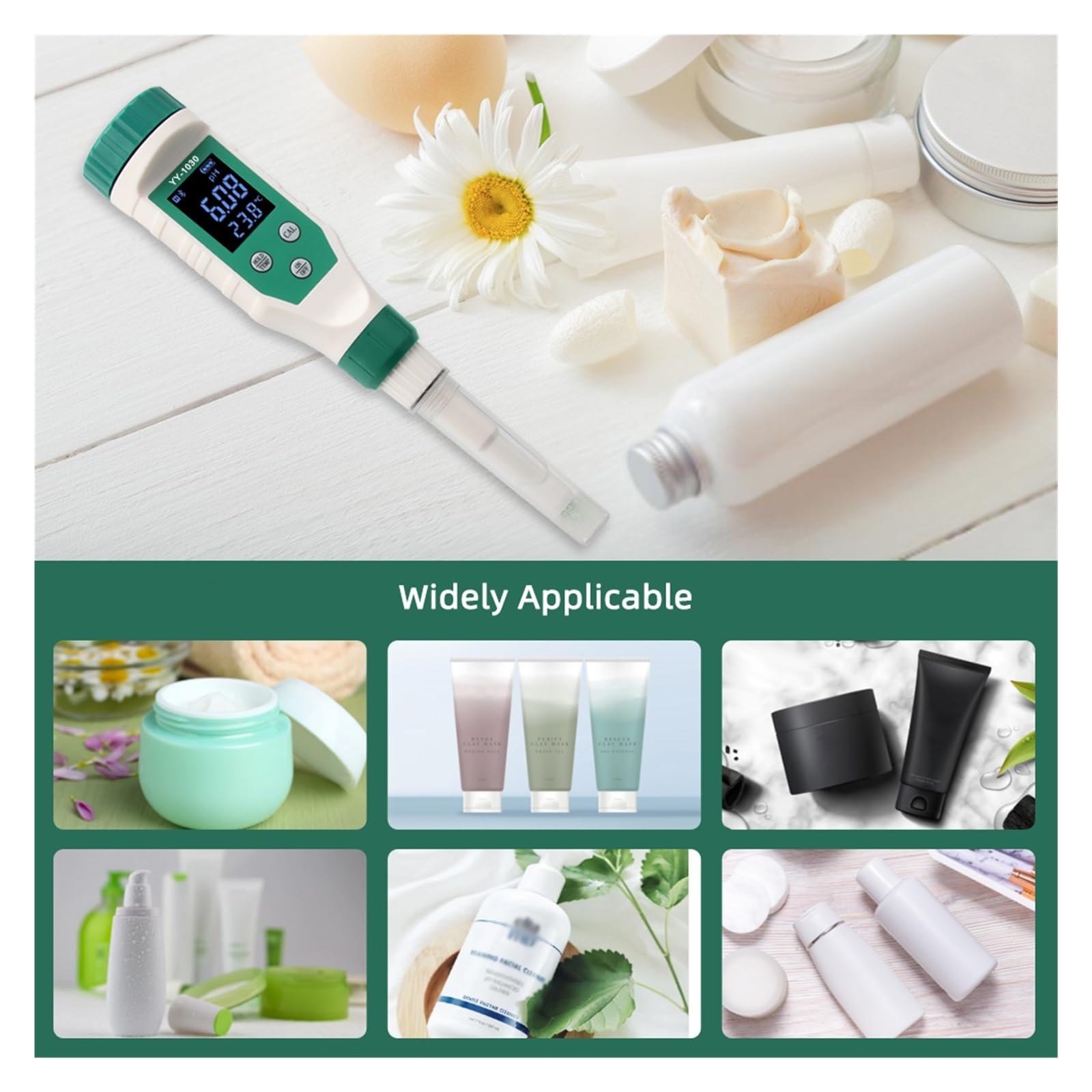 Tester miernika PH, Profesjonalna pielęgnacja skóry miernik PH 0.00~14.00 kwasowość wrażliwa sonda cyfrowy Tester kwasowości do kremowego balsamu kosmetycznego,Woda pitna, Hydroponika, SPA, Browarn