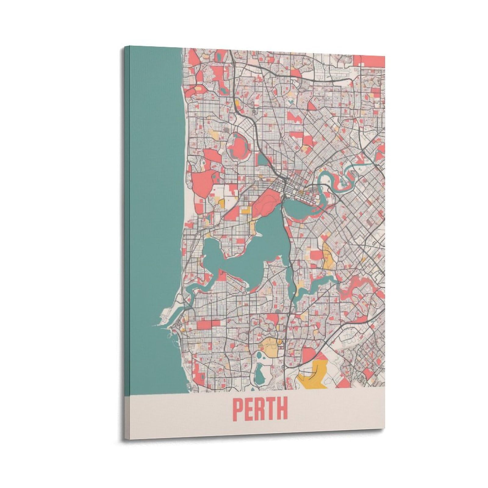 OKAHYS Australia Perth Vintage Map Poster Decorative Painting Canvas Wall Artworks Picture 08x12inch(20x30cm)