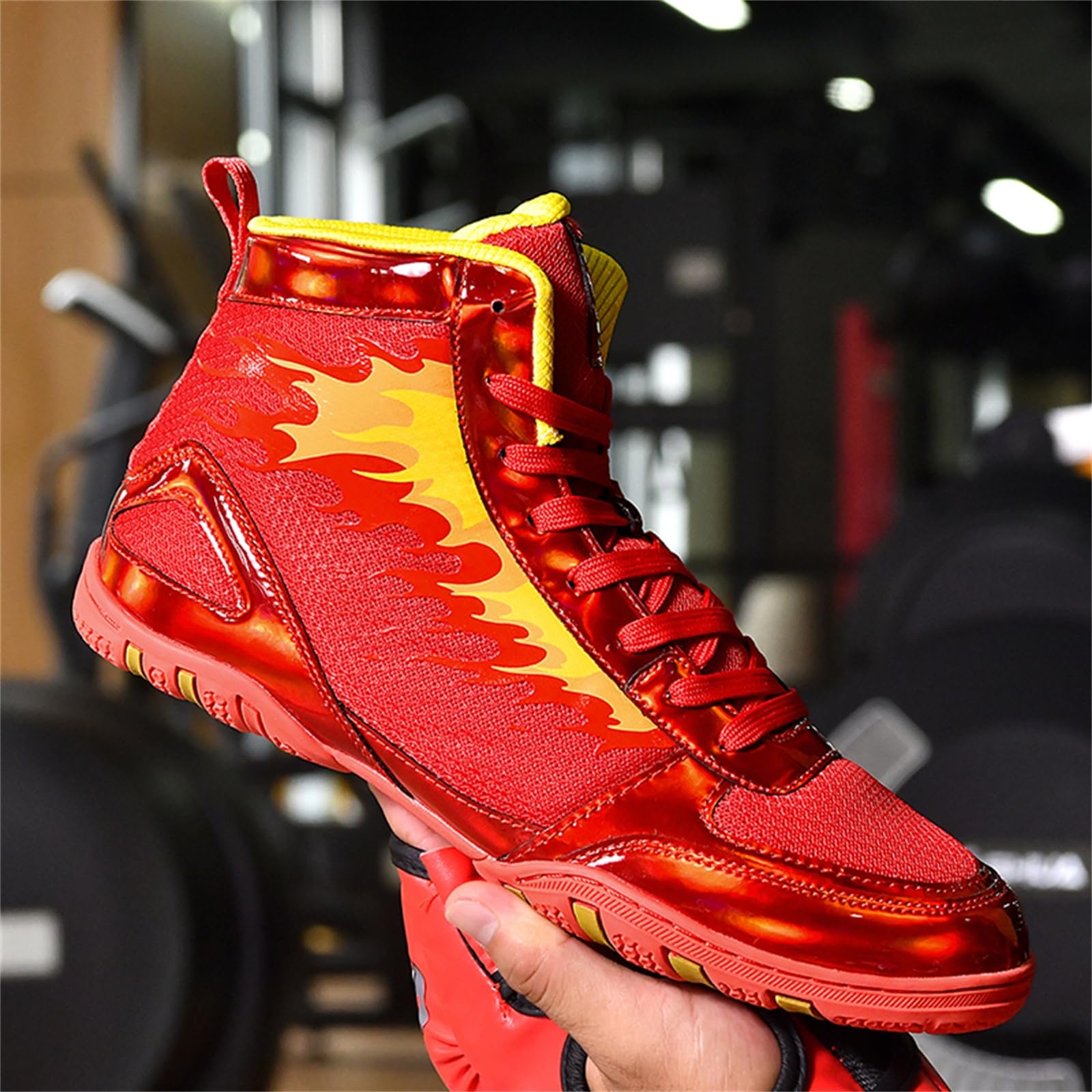 Scarpe da Boxe da Uomo Alte per Arti Marziali da Allenamento da Combattimento Leggere A Piedi Nudi