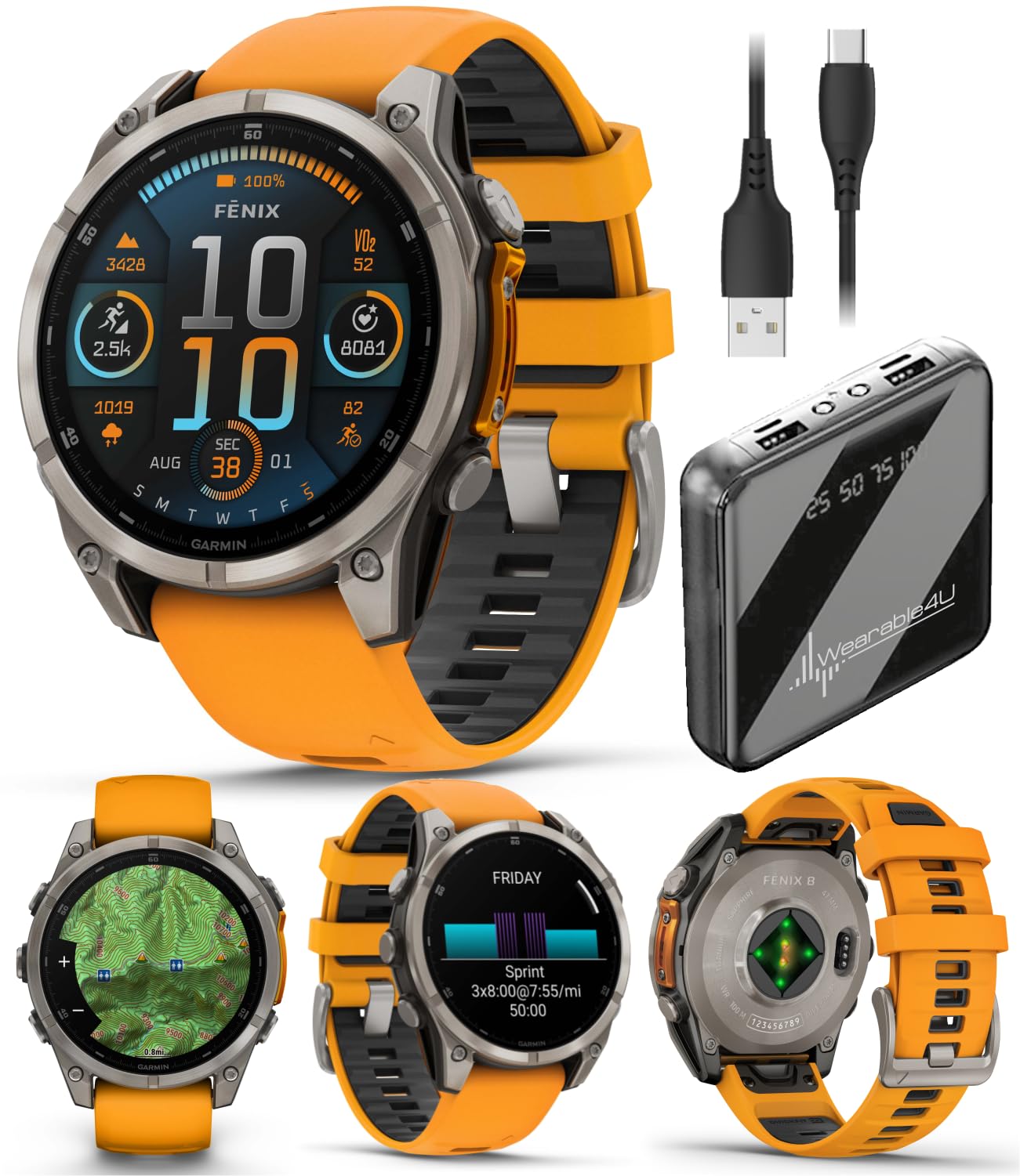 Amazon.com: Wearable4U Garmin Fenix 8 – 47 mm, AMOLED Sapphire